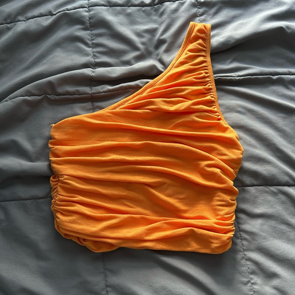 SHEIN Vibrant Orange One-Shoulder Top